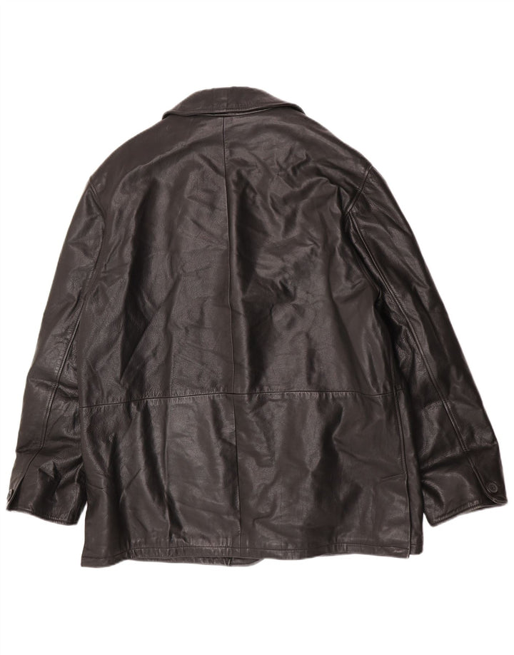 Chaqueta de cuero vintage para hombre IT 52 XL cuero negro