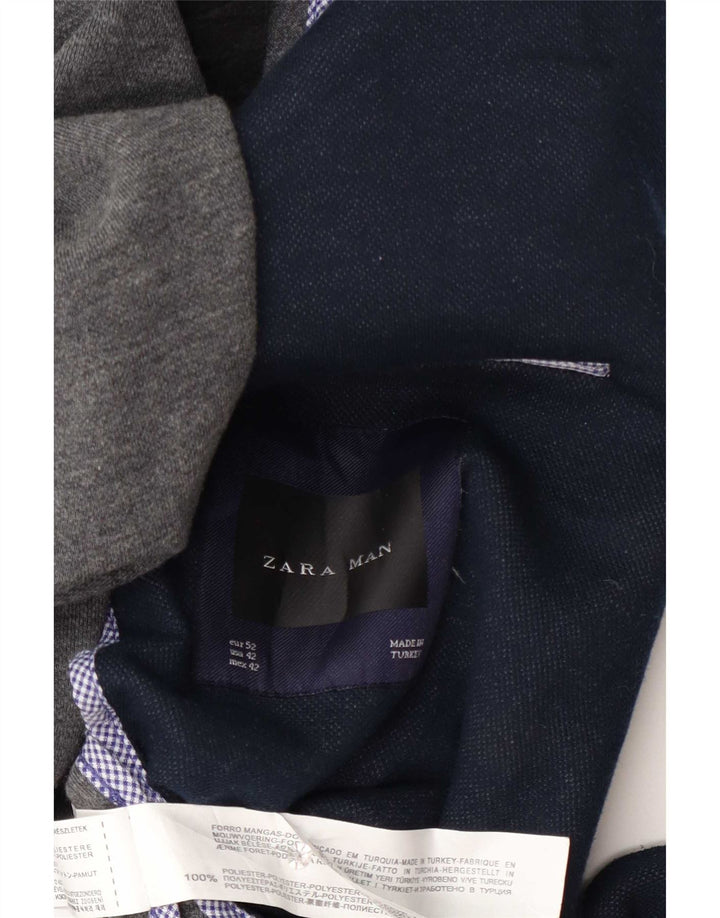 Zara Chaqueta tipo blazer de 2 botones para hombre EU 52 Grande Poliéster azul marino