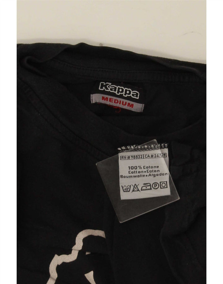 Kappa Hombre Camiseta Gráfica Top Medium Negro Algodón