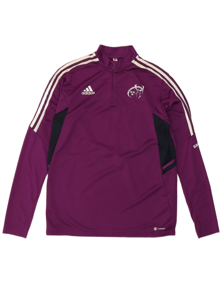 Adidas Hombre Munster Rugby Jersey Chándal Top Grande Púrpura Colorblock