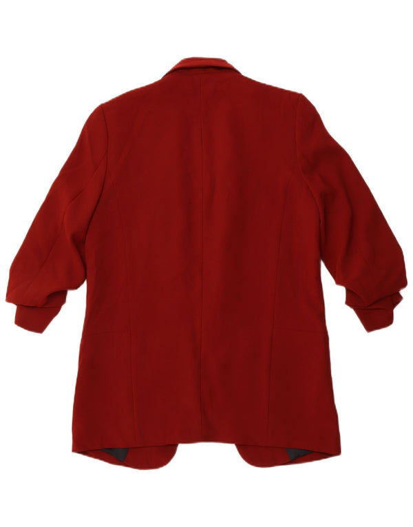 ZARA Chaqueta Blazer de Manga 3/4 para Mujer UK 10 Small Poliéster Rojo