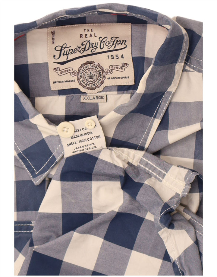 Camisa Superdry para hombre 2XL Algodón a cuadros azul