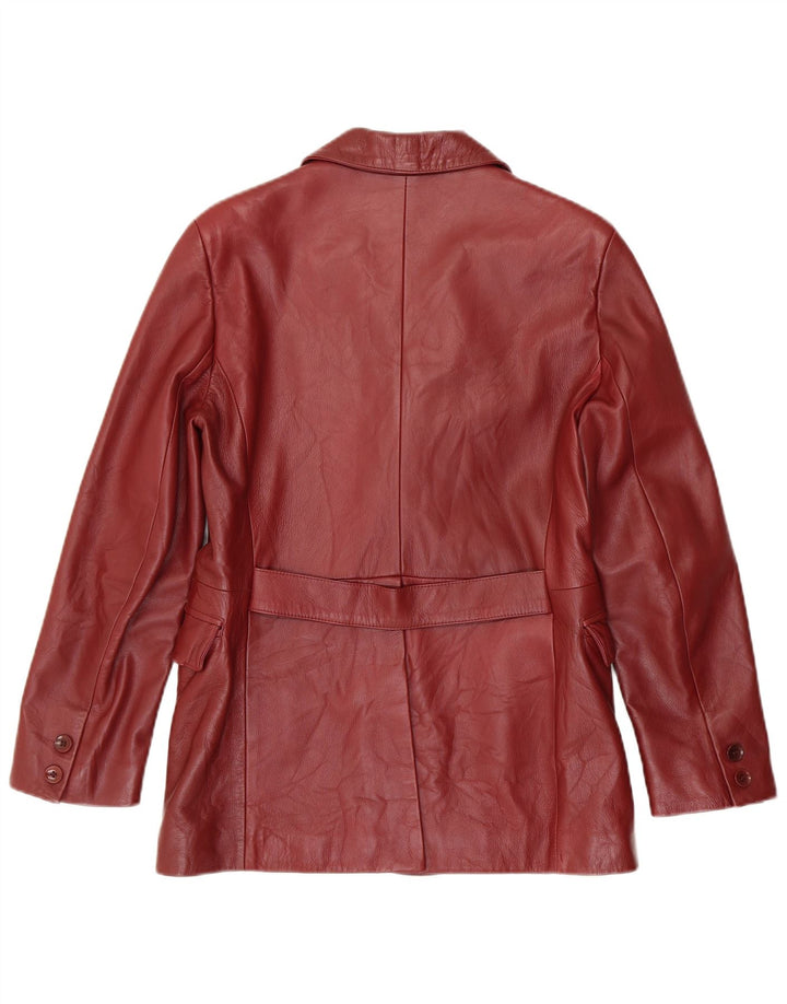 Forester Chaqueta Blazer de Cuero con 3 Botones para Mujer IT 46 Grande Cuero Burdeos