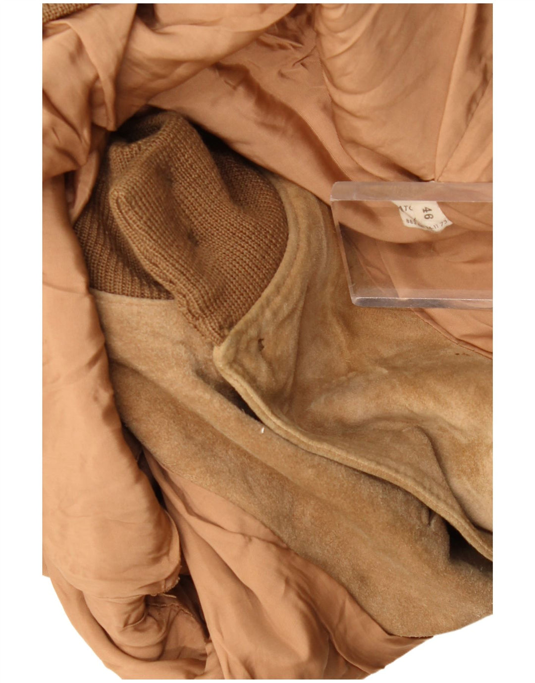 Vintage hombres ante bomber chaqueta IT 46 pequeño beige