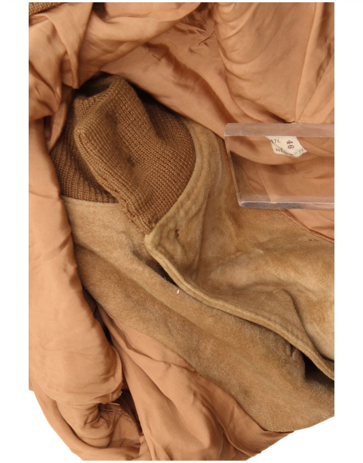 Vintage hombres ante bomber chaqueta IT 46 pequeño beige