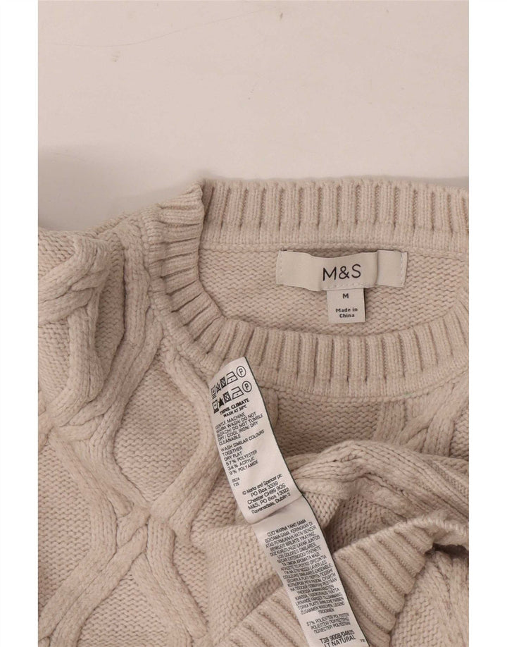 Marks & Spencer Suéter Corto con Cuello Redondo para Mujer UK 44 Medium Beige