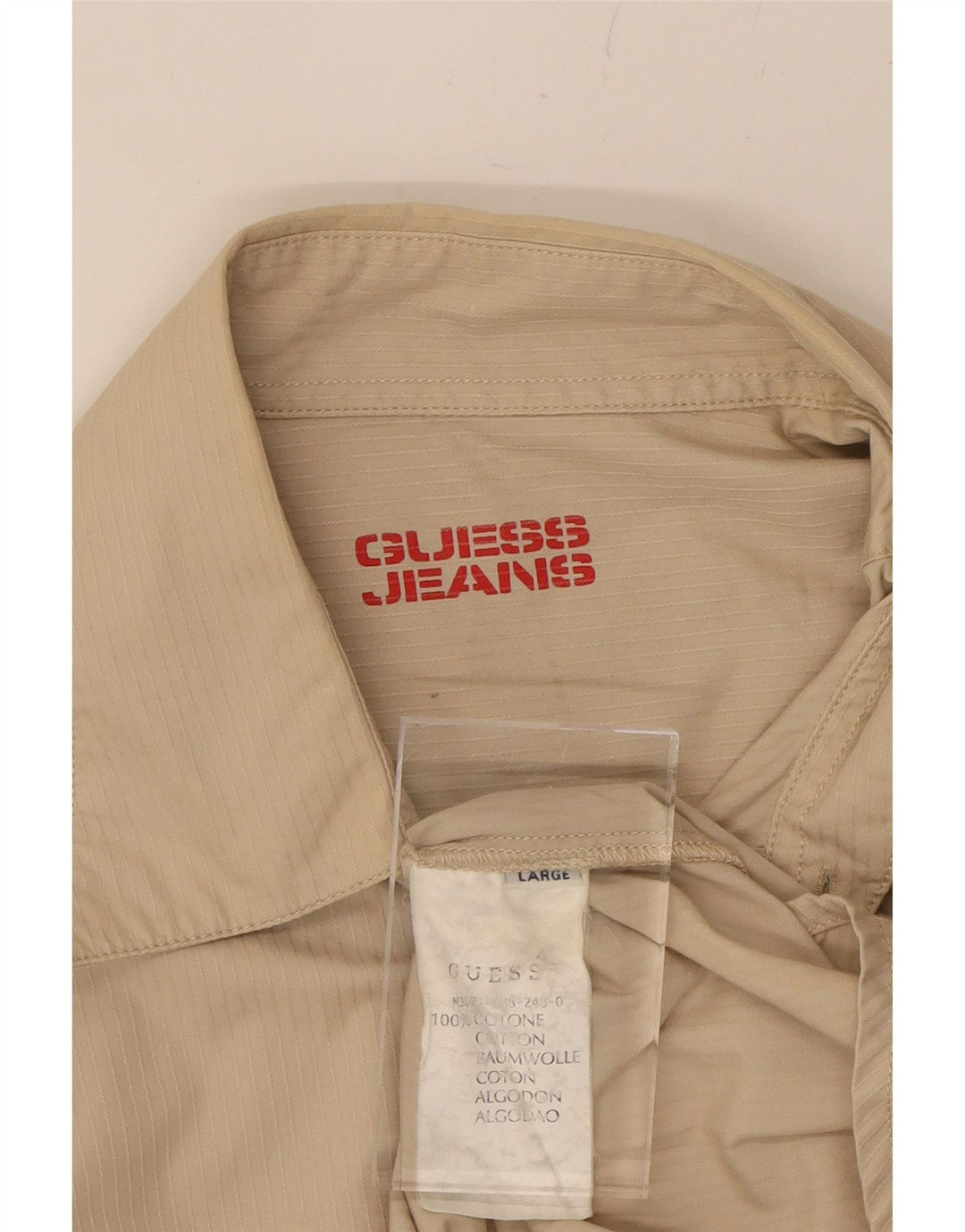 GUESS Mens Shirt Large Beige Cotton Vintage Guess and Second-Hand Guess from Messina Hembry 