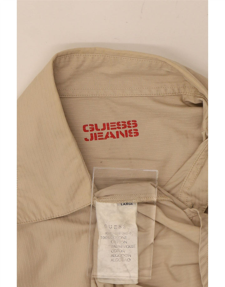 GUESS Mens Shirt Large Beige Cotton Vintage Guess and Second-Hand Guess from Messina Hembry 