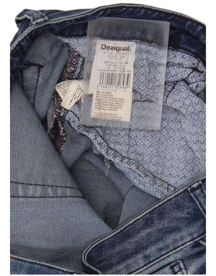 DESIGUAL Vaqueros pitillo desgastados para mujer W32 L32 Algodón de pata de gallo azul