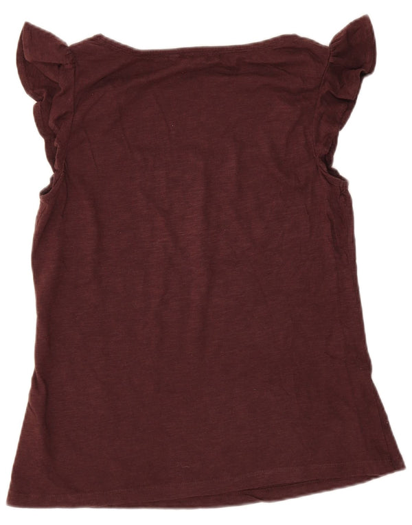 Blusa para mujer Fat Face Top UK 10 Small Borgoña Algodón