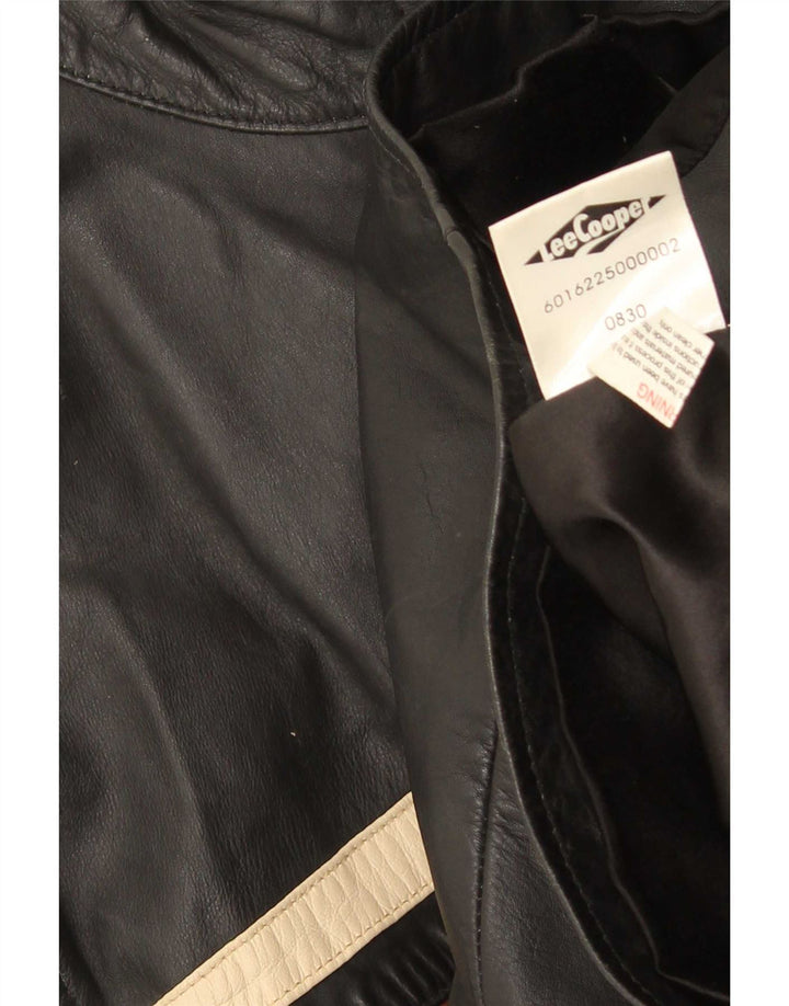 Lee Cooper Chaqueta de cuero para hombre UK 38 Mediana Rayas negras