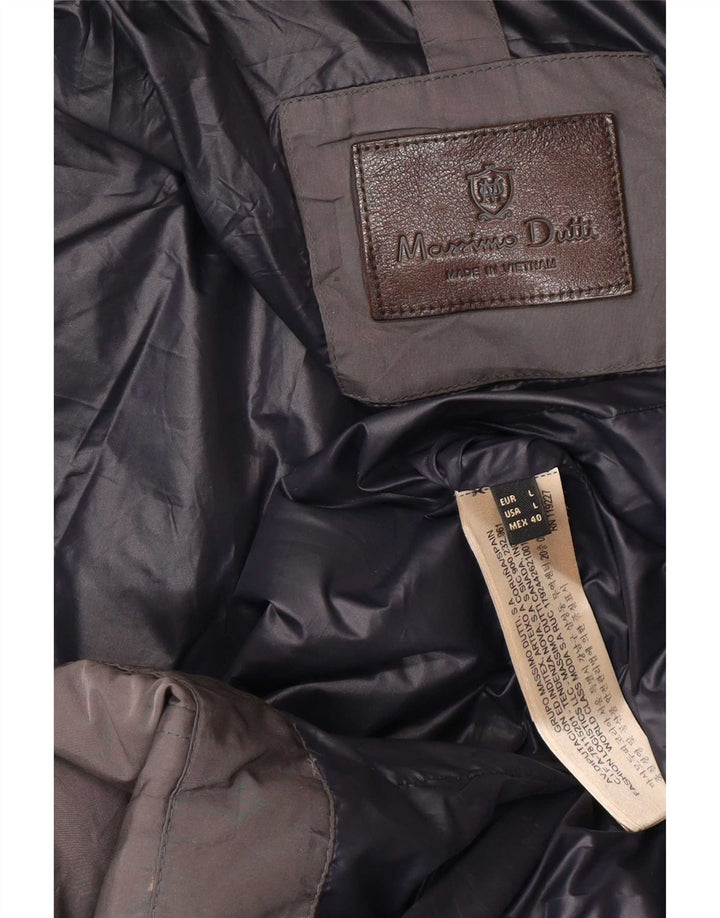 Massimo Dutti Abrigo Acolchado Con Capucha Mujer UK 40 Large Gris Poliéster
