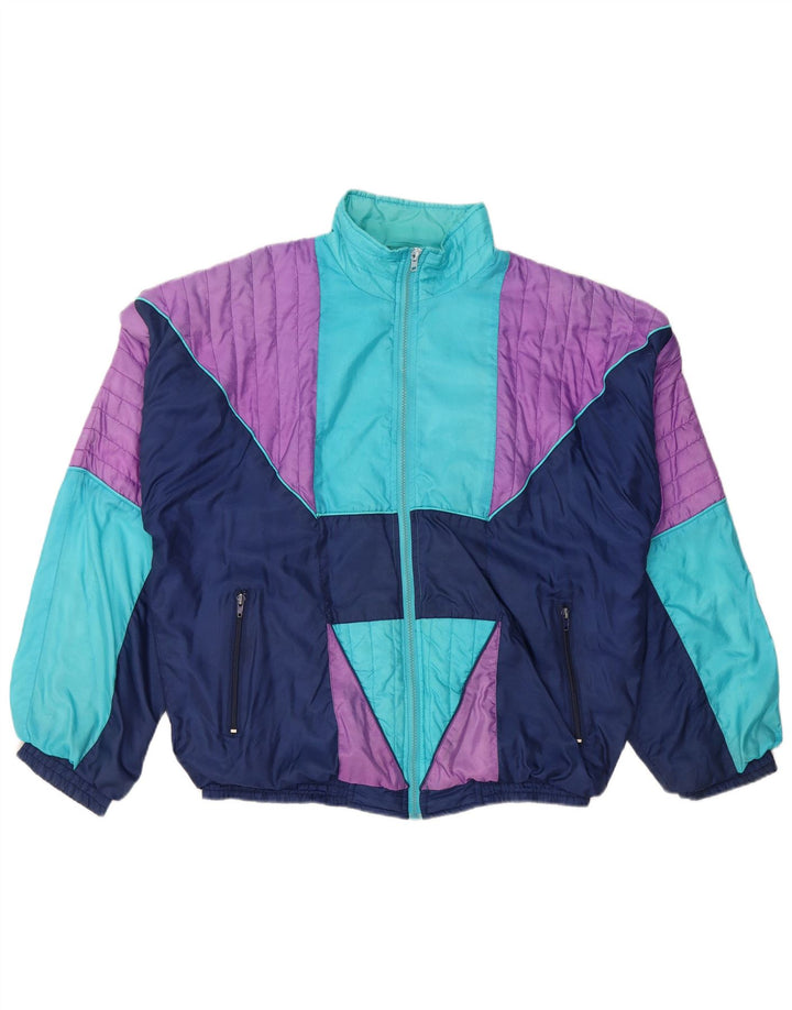 VINTAGE Chaqueta superior de chándal gráfico para hombre Bloque de color multicolor medio