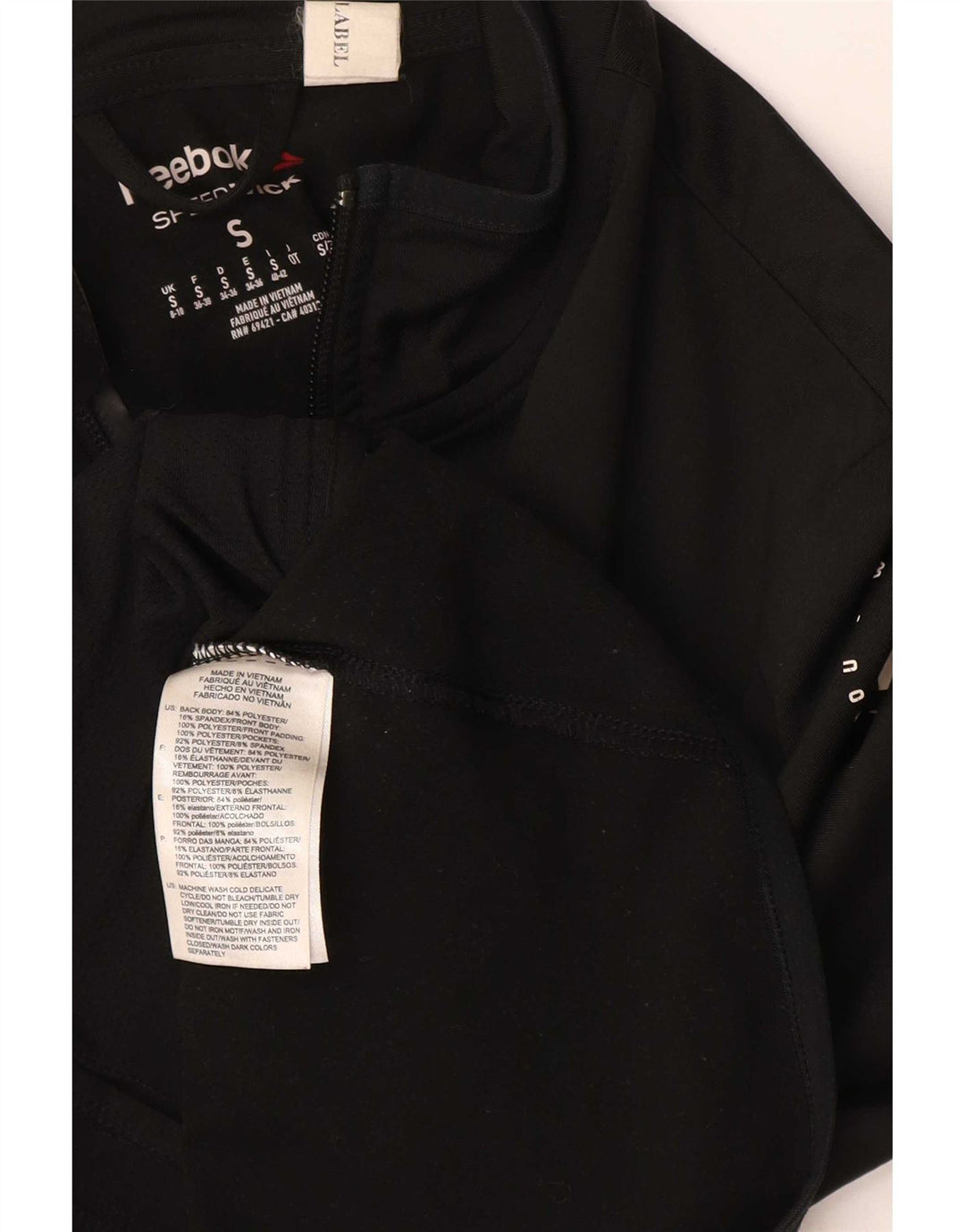 Reebok Chaqueta de chándal gráfica para mujer UK 8/10 Small Negro Poliéster