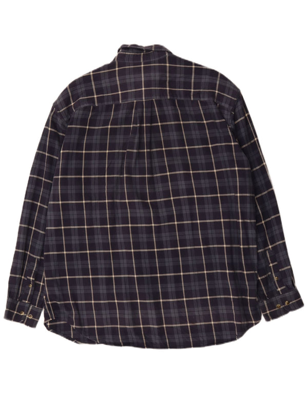 Eddie Bauer Camisa de franela para hombre Algodón a cuadros azul marino grande