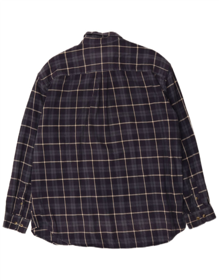Eddie Bauer Camisa de franela para hombre Algodón a cuadros azul marino grande