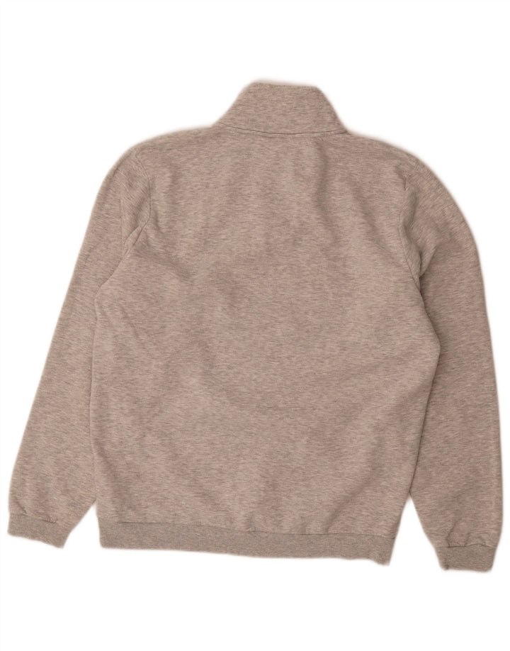 Fila Hombre Zip Neck Sudadera Jumper Gris Medio Algodón Moteado