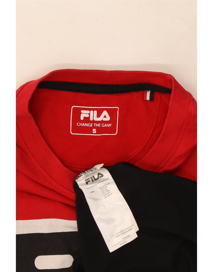 Fila Camiseta gráfica para hombre Top pequeño de algodón con bloques de color multicolor