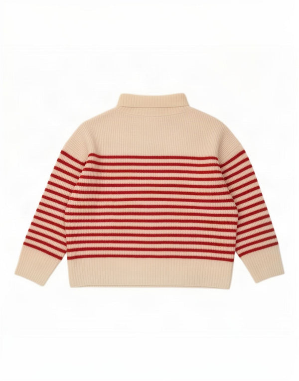 Zara Mujer Crop Roll Neck Jumper Sweater UK 46 Grande Off White Rayas