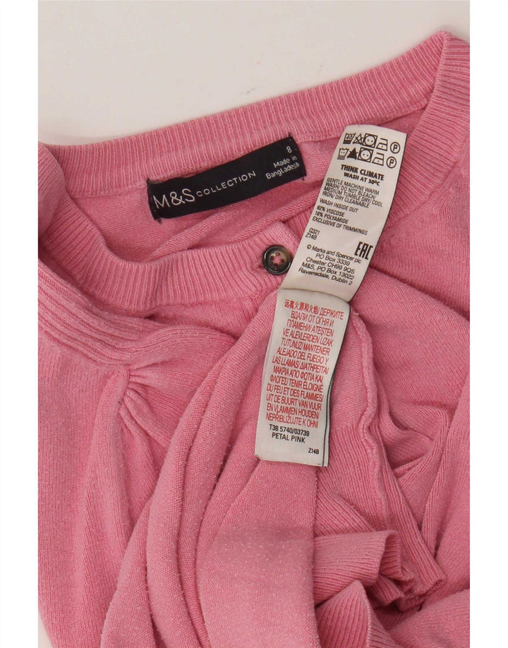 Marks & Spencer Suéter tipo cárdigan para mujer UK 8 Small Viscosa rosa