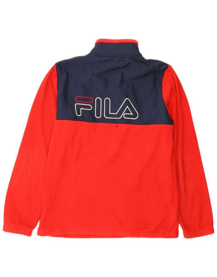 Fila Hombre Graphic Zip Neck Fleece Jumper Medium Red Colorblock Poliéster