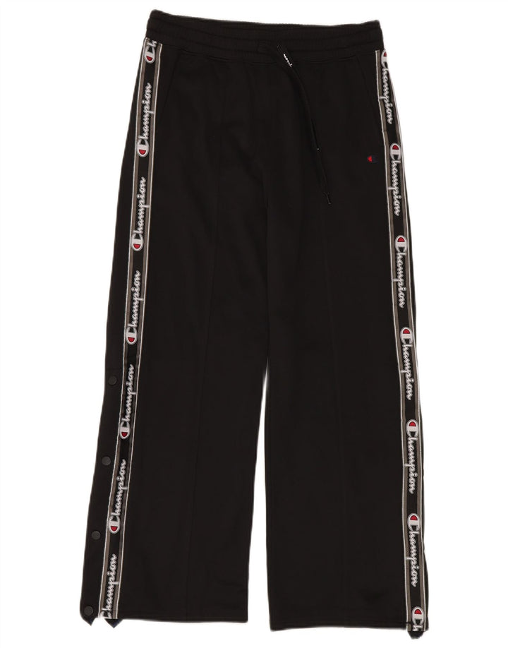 Champion Pantalones De Chándal Gráficos Para Mujer UK 10 Small Poliéster Negro