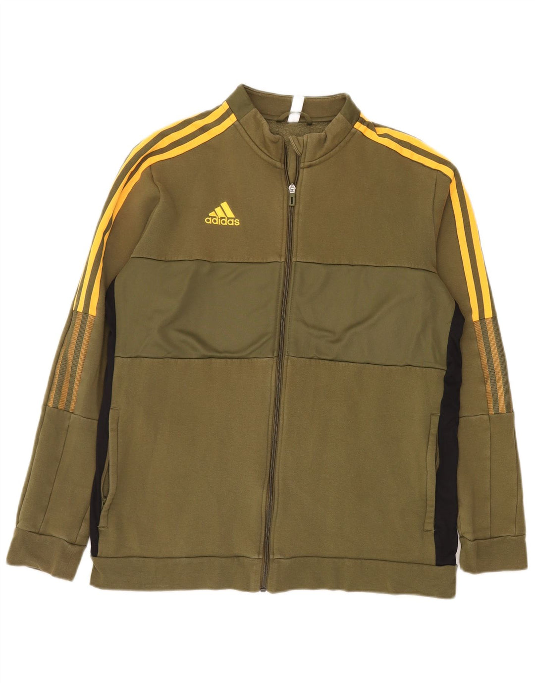 ADIDAS Hombre Chándal Top Chaqueta XL Caqui Colorblock Algodón
