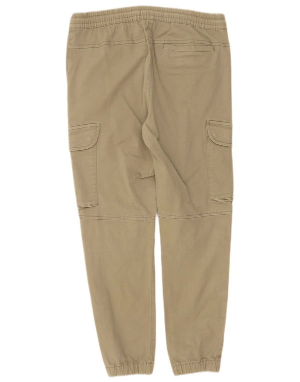 Zara Hombre Joggers Pantalones Cargo Medianos W31 L27 Algodón Caqui