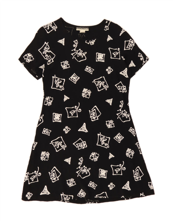 NOTATIONS Womens A-Line Dress UK 14 Medium Black Floral Vintage Notations and Second-Hand Notations from Messina Hembry 