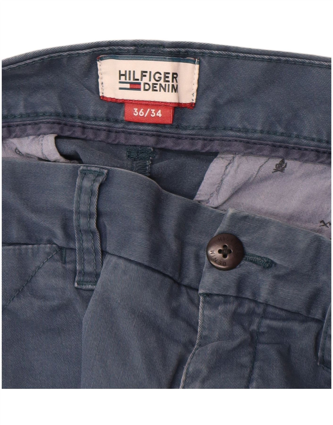 TOMMY HILFIGER Pantalón chino slim fit para hombre W36 L34 Algodón azul