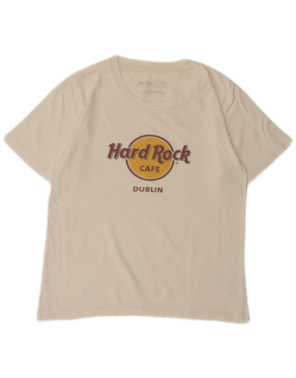 Hard Rock Cafe Mujer Dublin Graphic Camiseta Top UK 18 XL Algodón Blanco