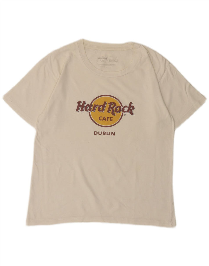 Hard Rock Cafe Mujer Dublin Graphic Camiseta Top UK 18 XL Algodón Blanco