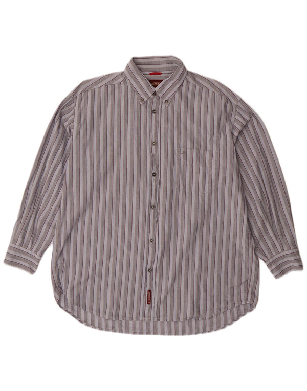 Camisa Carrera Hombre XL Algodón Rayas Azul