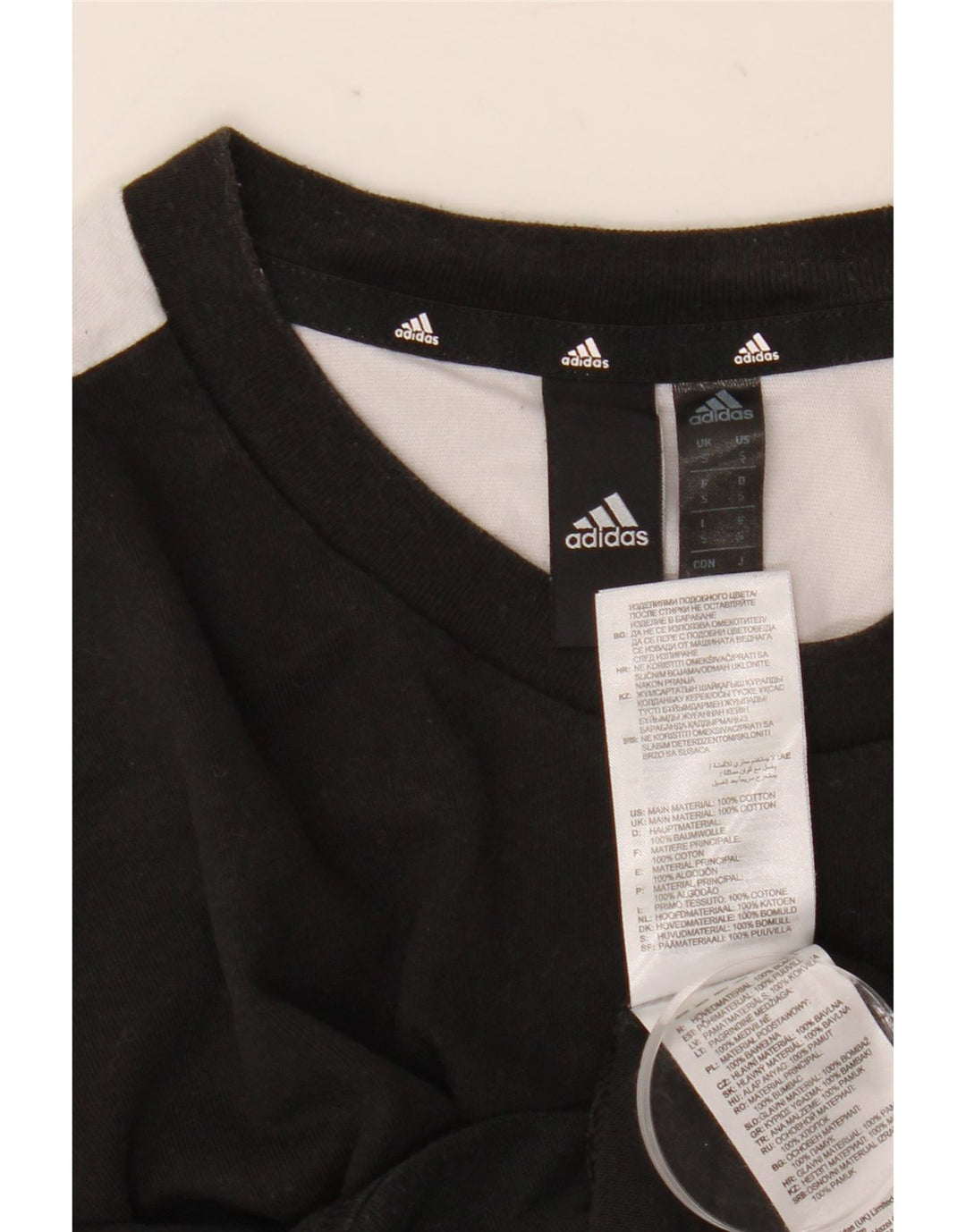 Adidas Hombre Camiseta Top Small Negro Colorblock Algodón
