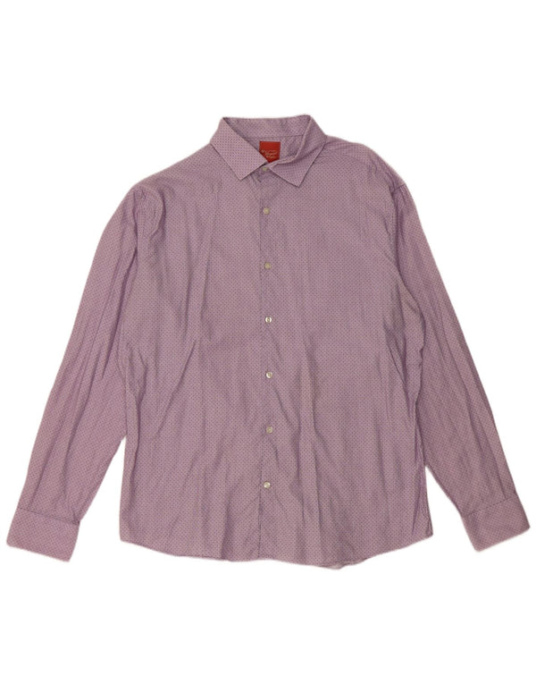 Penguin - Camisa ajustada para hombre, talla 16 1/2, algodón con lunares morados grandes