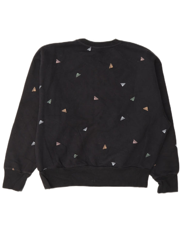 Adidas - Sudadera gráfica para mujer, talla 40, talla grande, algodón negro