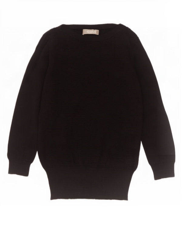 Oasis Jersey de manga 3/4 para mujer con cuello barco UK 4 XS Lana negra