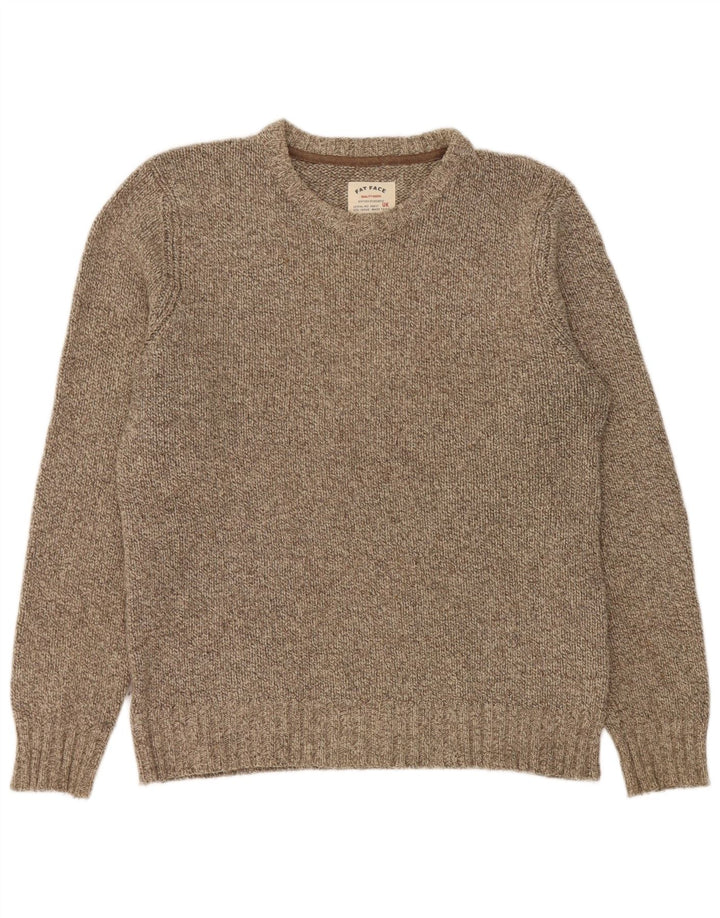 Jersey de hombre con cuello redondo de lana moteada en gris medio de Fat Face