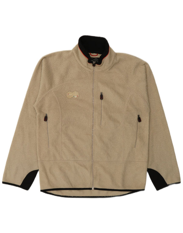 Fila Chaqueta polar para hombre UK 40 Large Beige Colorblock Poliéster