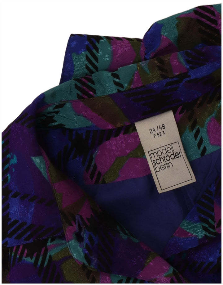Vintage mujer patrón abstracto jersey camisa vestido IT 52 2XL azul