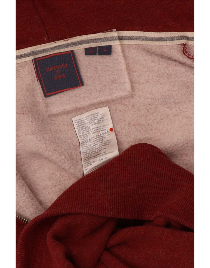 Superdry Sudadera con capucha y cremallera para hombre, tamaño grande, algodón rojo