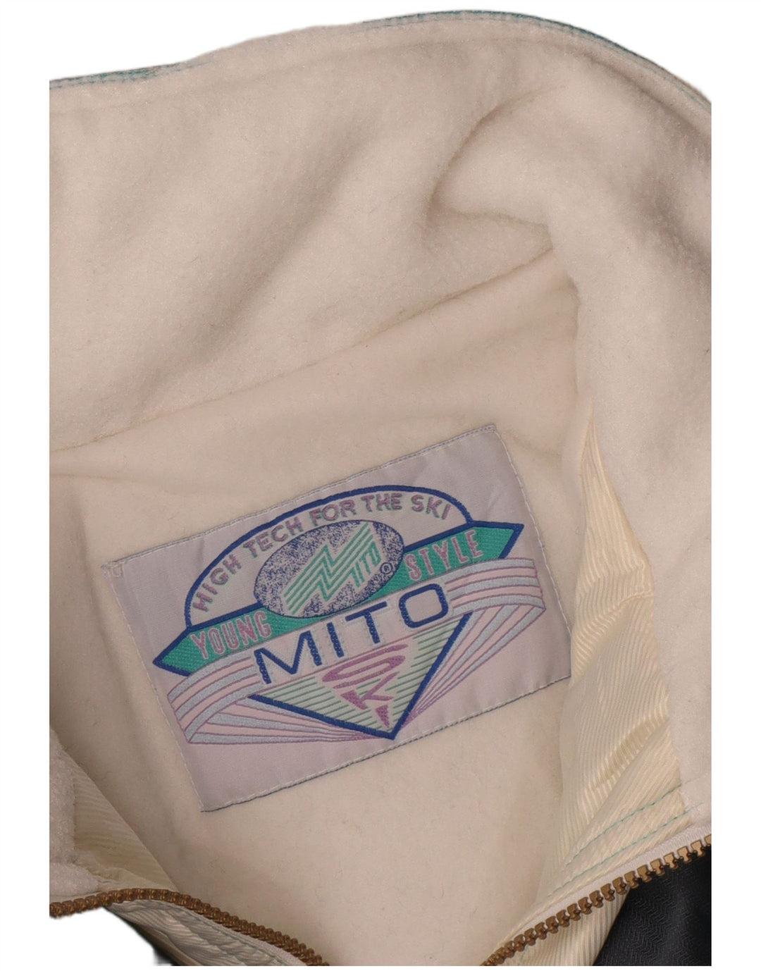 Vintage mujer chaqueta de esquí con capucha EU 42 poliéster colorblock azul grande
