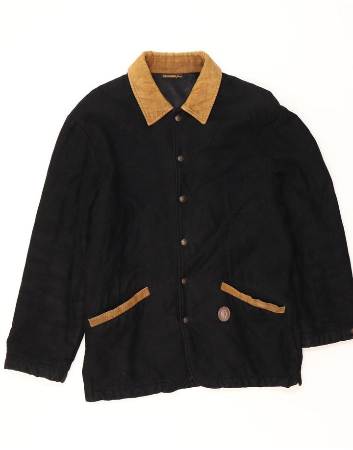 Trussardi Chaqueta acolchada para hombre UK 38 Medium Viscosa negra