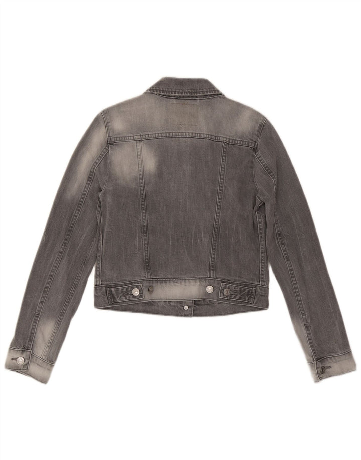 LEVI'S Chaqueta vaquera corta para mujer UK 10 Small Grey Cotton