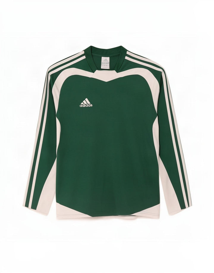 Adidas Hombre Climalite Top Manga Larga Pequeño Verde Colorblock Poliéster