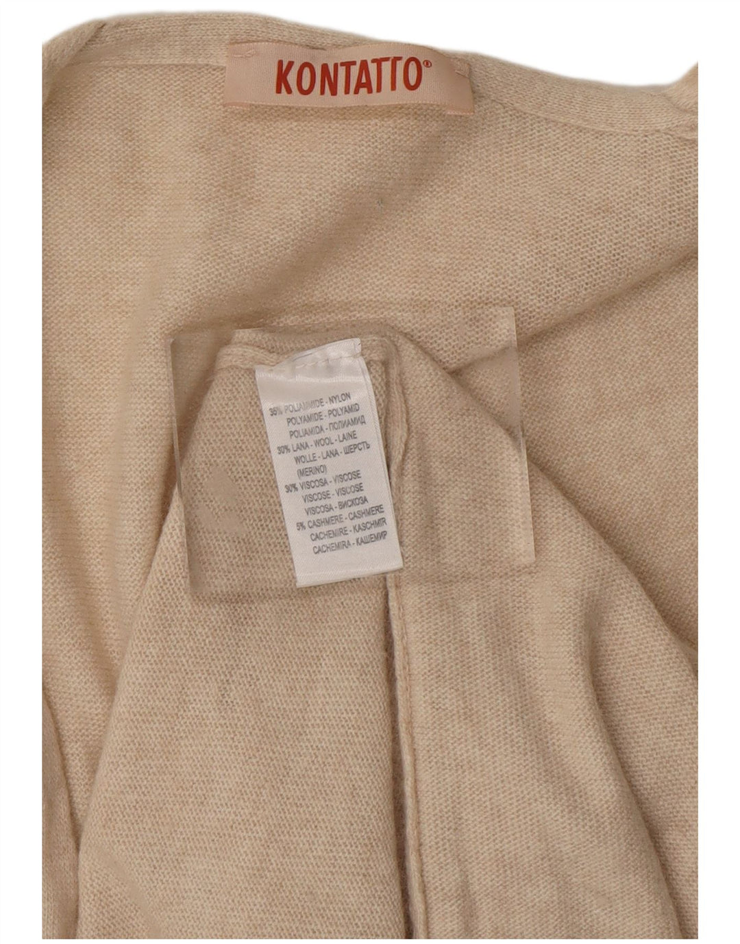 KONTATTO Suéter tipo cárdigan largo para mujer UK 44 Poliamida beige medio