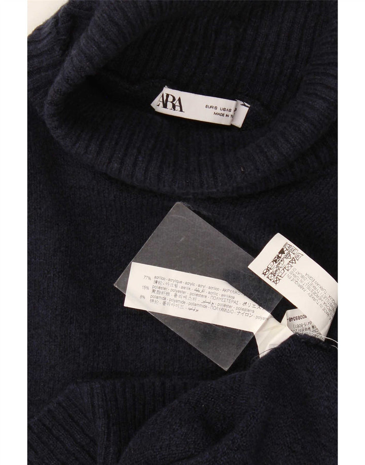 Zara Mujer Oversize Roll Neck Jumper Sweater UK 10 Small Azul Marino