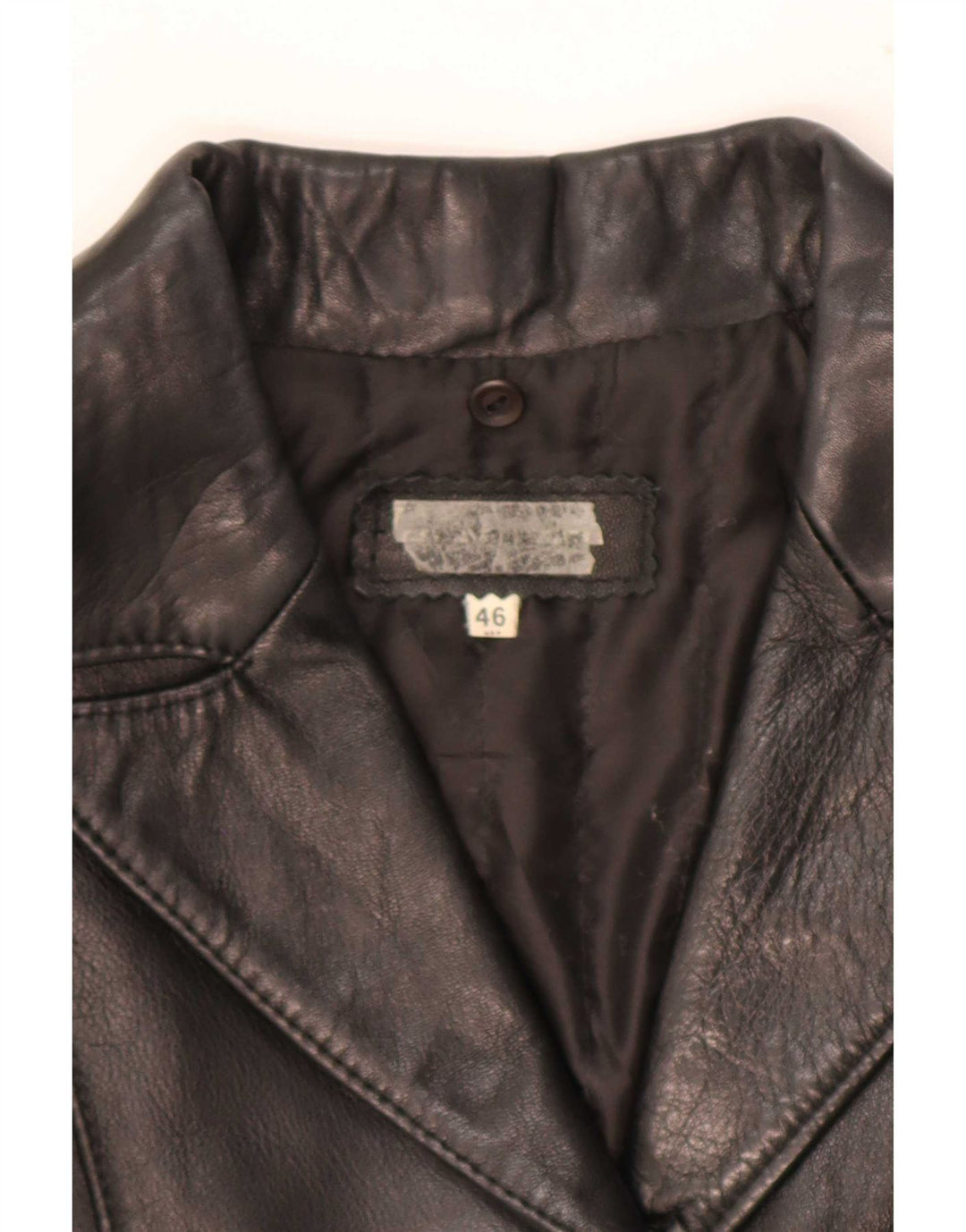 Chaqueta de cuero vintage para mujer IT 46 Grande Negro