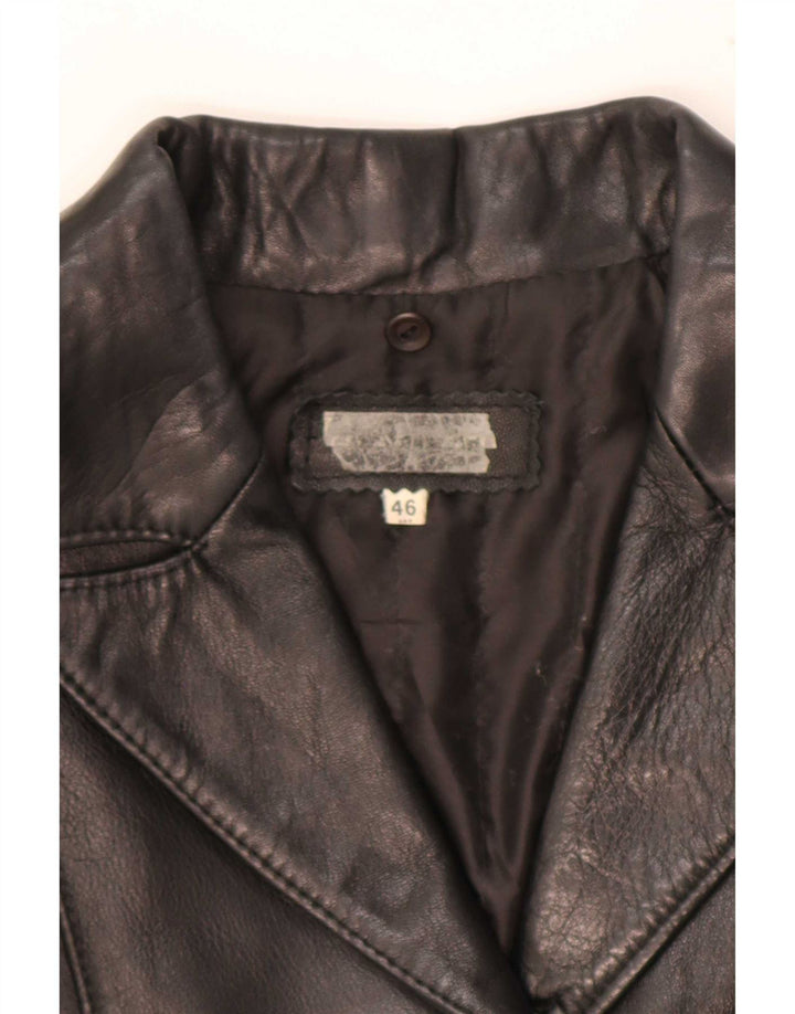 Chaqueta de cuero vintage para mujer IT 46 Grande Negro