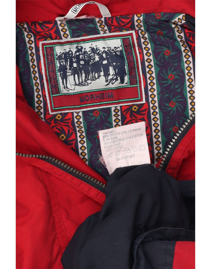 NORHEIM Chaqueta Anorak con capucha para hombre Reino Unido 40 Grande Rojo Colorblock Algodón
